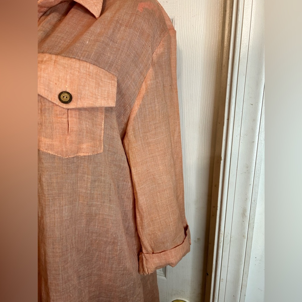 Dotti Women long Sleeve Button-Down Shirt L Peach - Picture 8 of 9